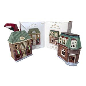 Hallmark Nostalgic Houses & Shops Set of 2 Mamas Restorante Italiano Corner Bank